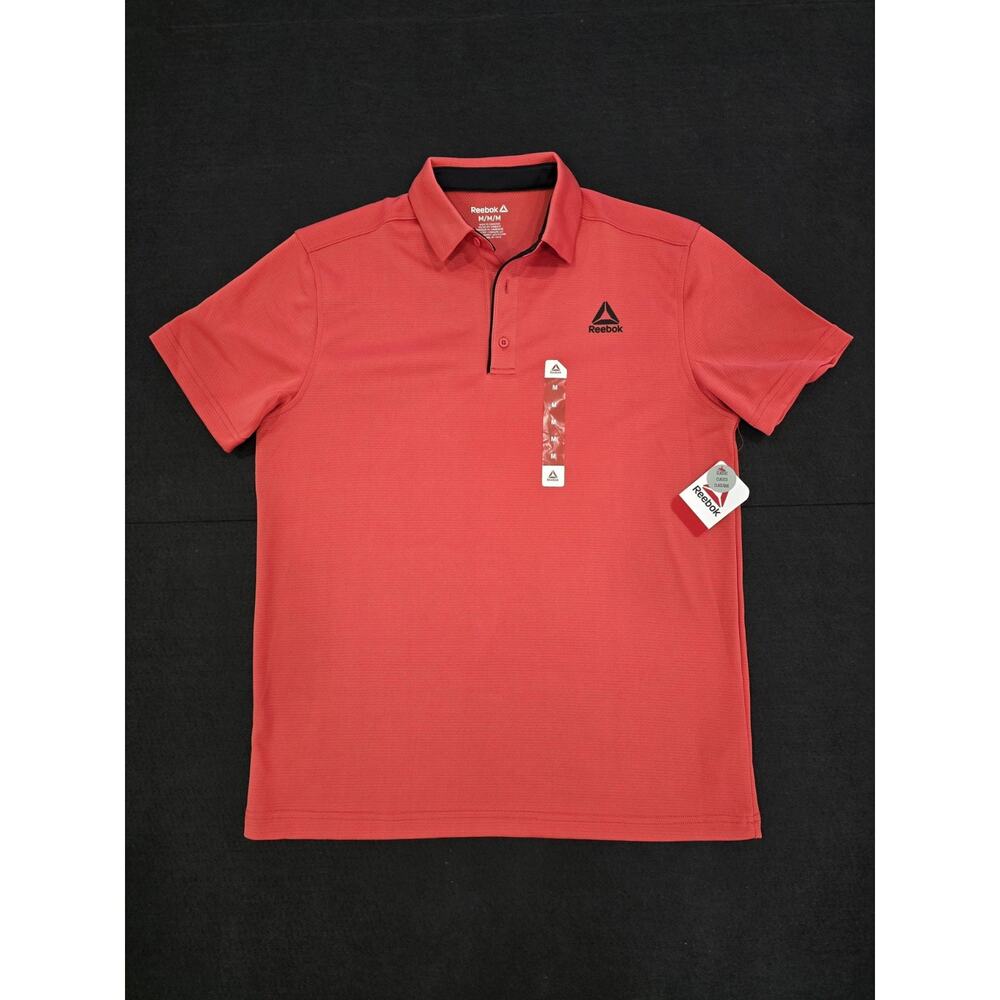 NWT Reebok Men’s Performance Polo Shirt – Baked Apple Red – Size Medium